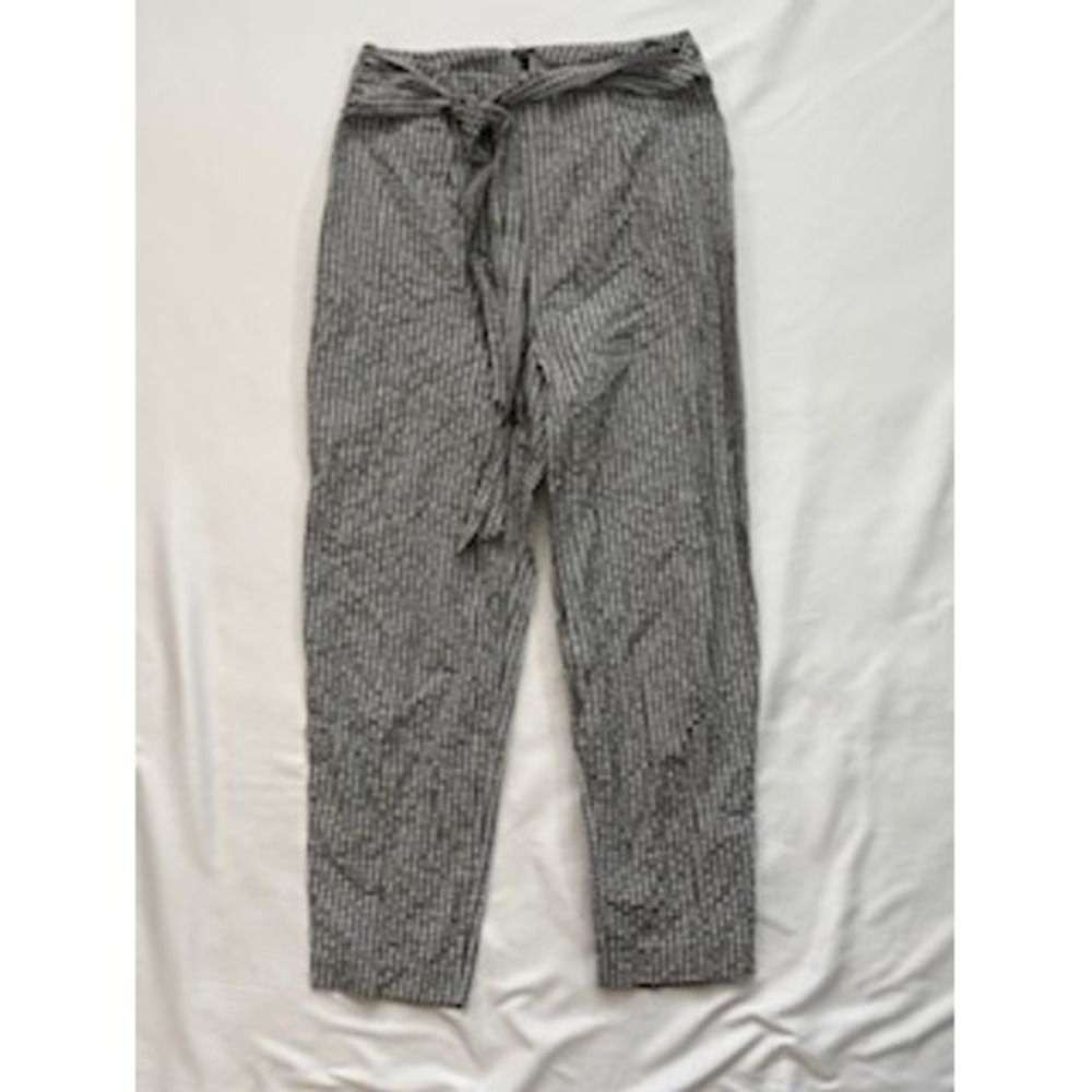 Free People Gingham High Waisted Tie Front Pants Black White Check Size 2